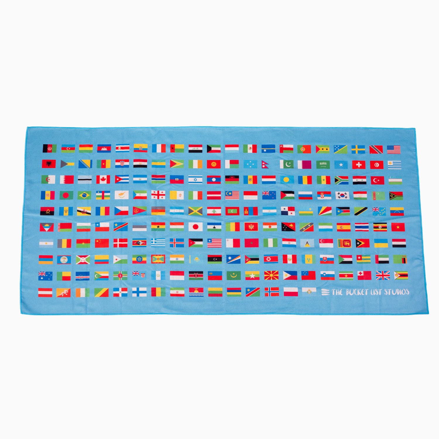 Product photo of the blue Flags of the World Blanket with white background