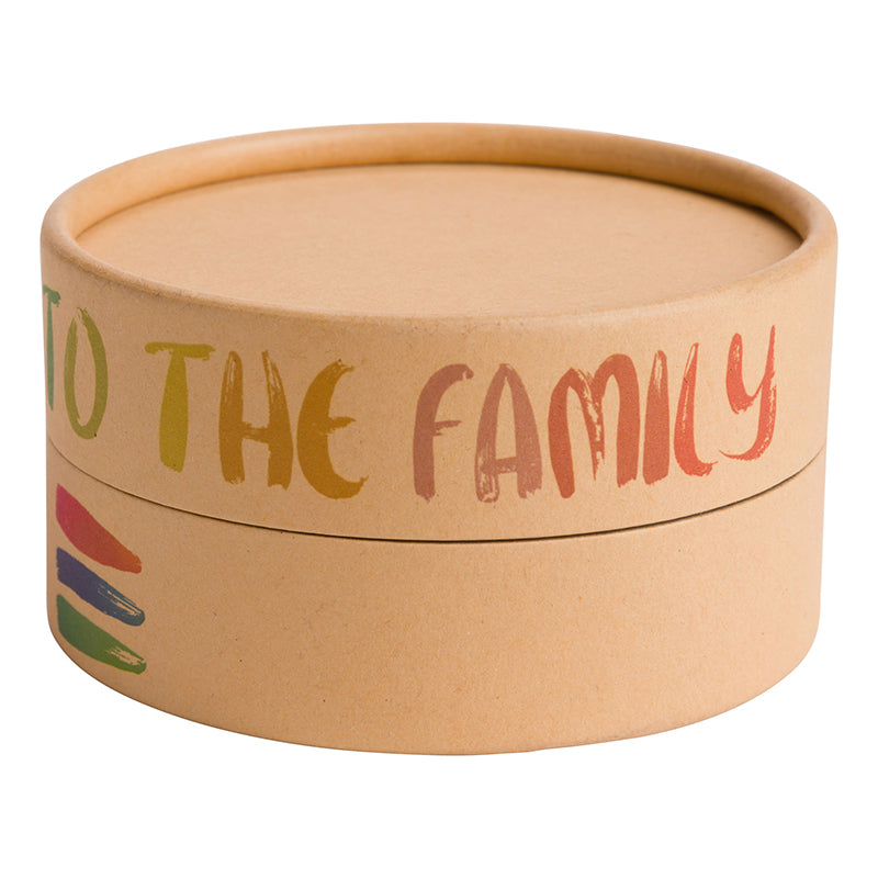 Product photo image of the outside of a brown cardboard cylinder necklace box.