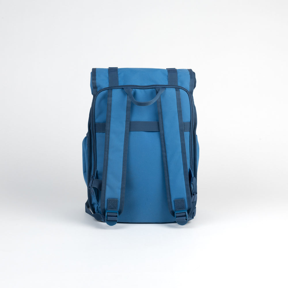 Blue backpack on a white background