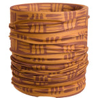 Product photo of a tan and brown buff with a white background. 