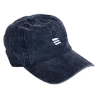 Product photo with a white background of a navy baseball cap with a white embroidered bucket list logo on the front of the cap. 