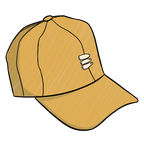 Digital art photo of a yellow baseball cap with a white embroidered bucket list logo on the front center. 